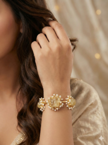 Citrine Pearl Gold-Plated Bracelet