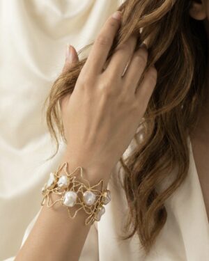 Celestial Pearl Web Cuff