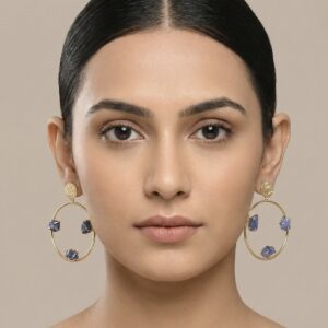 Raw Sapphire Hoop Earrings