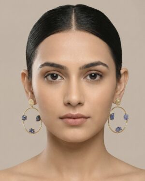 Raw Sapphire Hoop Earrings