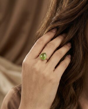Emerald Glow Teardrop Ring
