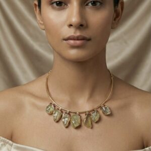 Lime Raw Stone Bib Necklace