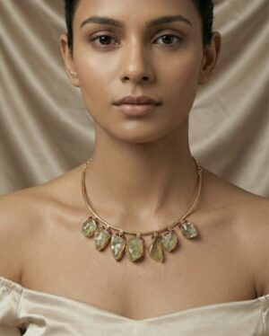 Lime Raw Stone Bib Necklace