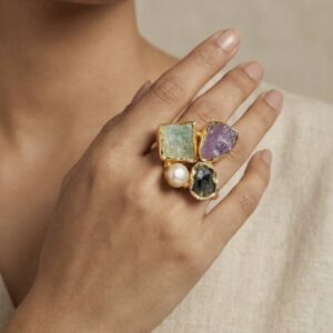 Mosaic Gem Cluster Ring