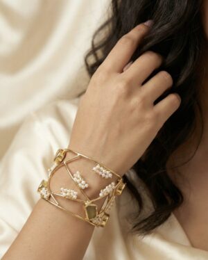 Sunlit Pearl Geometry Cuff