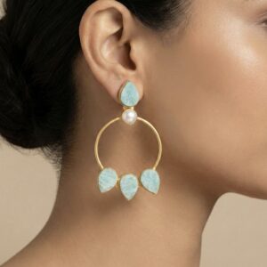 Aqua Pearl Halo Hoops