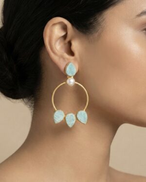 Aqua Pearl Halo Hoops