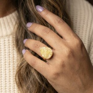Golden Citrine Druzy Ring