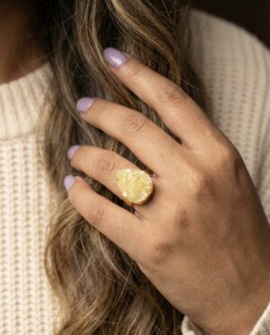 Golden Citrine Druzy Ring